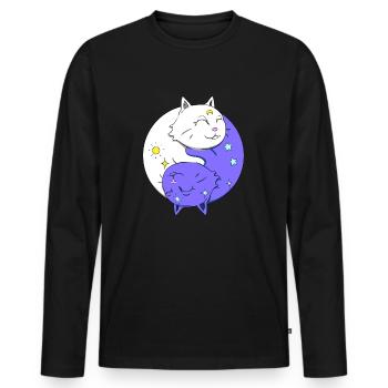 YING YANG CHAT - T-shirt manches longues Premium bio Homme - noir - Devant - Nico (187cm)