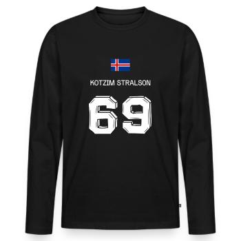 Mallorca-Gaudi: Das Kotzim Stralson Design - Männer Premium Bio Langarmshirt - Schwarz - Vorne - Nico (187cm)