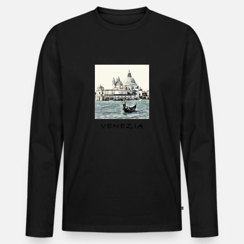Venezia - Männer Premium Bio Langarmshirt - Schwarz