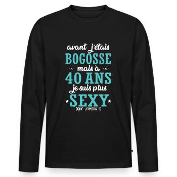 40 ans humour drôles anniversaire 40 ans - T-shirt manches longues Premium bio Homme - noir - Devant - Nico (187cm)