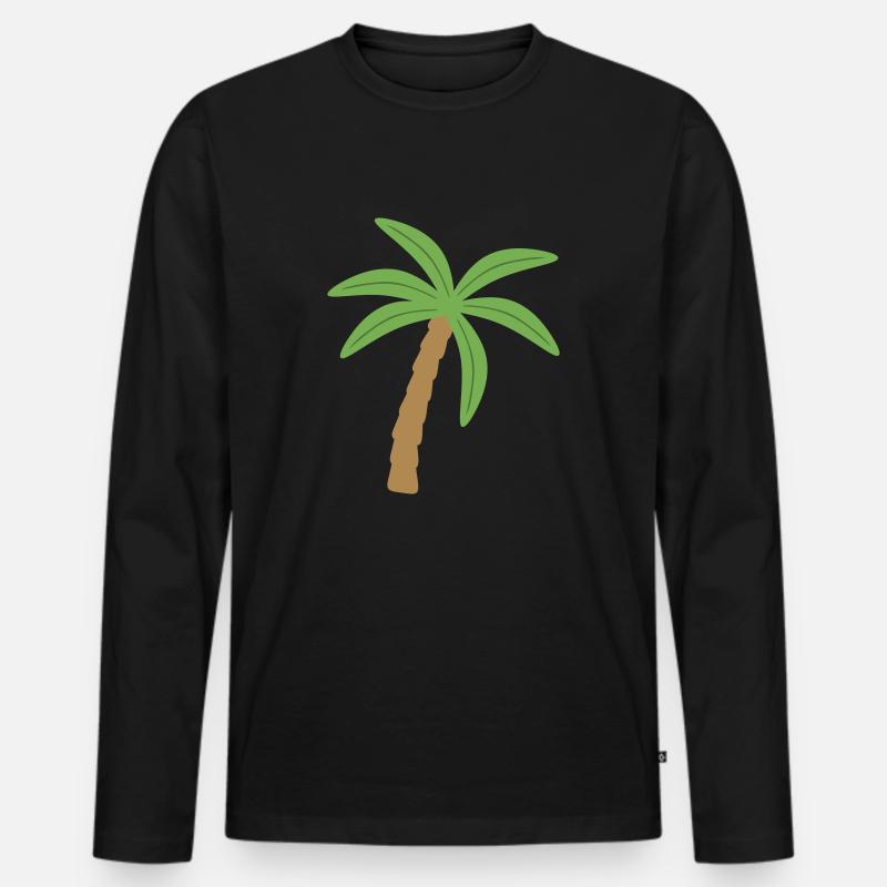 Palme - Männer Premium Bio Langarmshirt - Schwarz