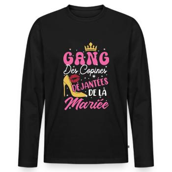 Gang Freundinnen Junggesellenabschied Braut Team Braut Team - Männer Premium Bio Langarmshirt - Schwarz - Vorne - Nico (187cm)