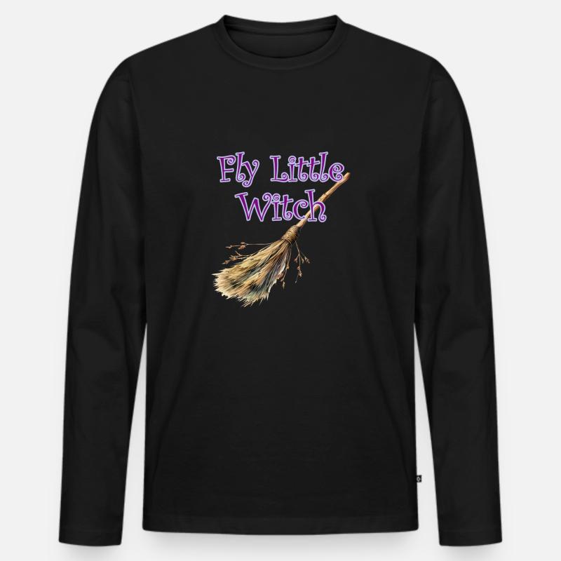 Fliege kleine Hexe - Männer Premium Bio Langarmshirt - Schwarz