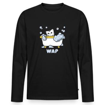 Süßes Katzenmotiv in der Badewanne mit - Männer Premium Bio Langarmshirt - Schwarz - Vorne - Nico (187cm)