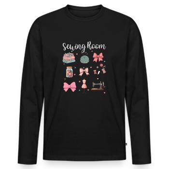 Sewing Room – Creative Sewing and Needlework - Men's Premium Organic Long Sleeve Shirt - black - Front - Nico (187cm)