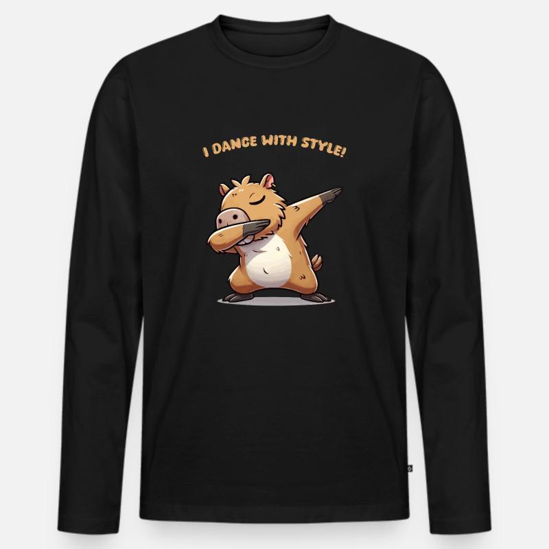 capybara dabbing style - Männer Premium Bio Langarmshirt - Schwarz