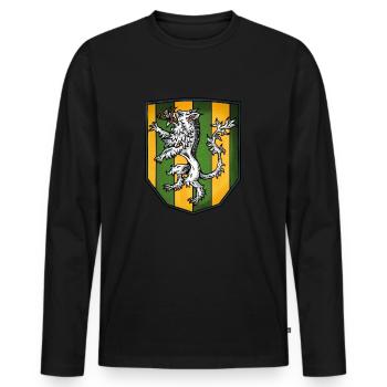 Wappen silber Wildschwein - Männer Premium Bio Langarmshirt - Schwarz - Vorne - Nico (187cm)