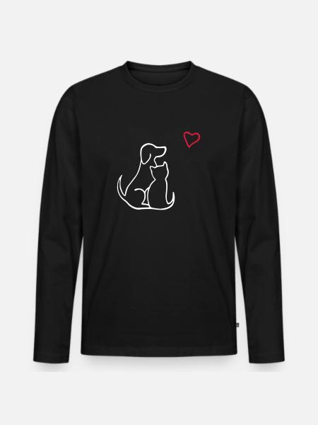 hund katze liebe - Männer Premium Bio Langarmshirt - Schwarz