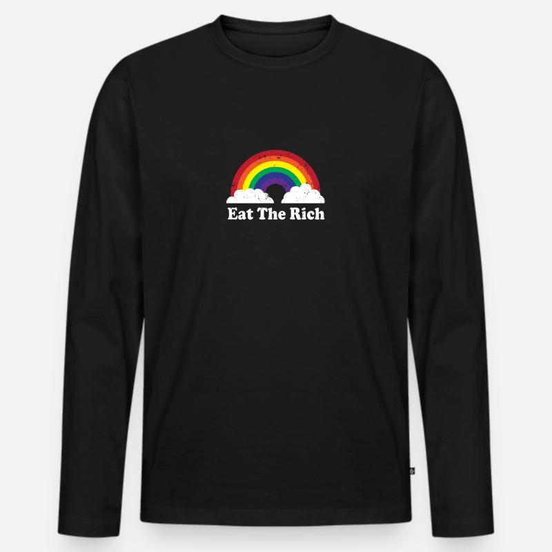 Iss die Reichen - Männer Premium Bio Langarmshirt - Schwarz