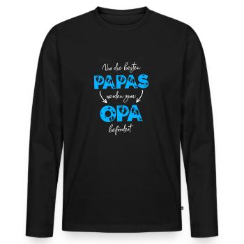 T Shirt mit Opa Sprüchen - Papa zum Opa befördert - Männer Premium Bio Langarmshirt - Schwarz - Vorne - Nico (187cm)