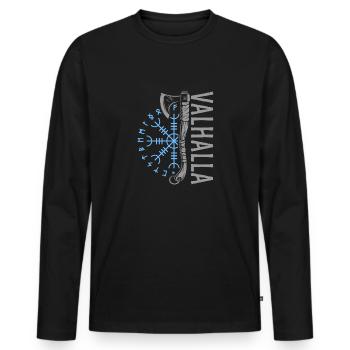 Valhalla Wikinger Germanen Design - Männer Premium Bio Langarmshirt - Schwarz - Vorne - Nico (187cm)