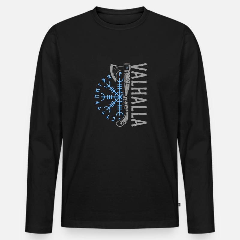 Valhalla Wikinger Germanen Design - Männer Premium Bio Langarmshirt - Schwarz