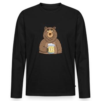 bear beer funny beer drinking bear beer - Men's Premium Organic Long Sleeve Shirt - black - Front - Nico (187cm)