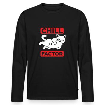 Le chat frissonne et dort - T-shirt manches longues Premium bio Homme - noir - Devant - Nico (187cm)