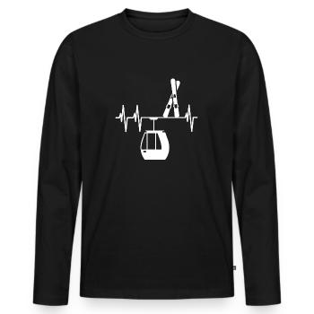Design d’éclairage Ski Heartbeat - T-shirt manches longues Premium bio Homme - noir - Devant - Nico (187cm)