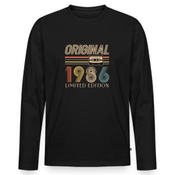 39th Birthday Original 1986 39 Years Old Gift - Men's Premium Organic Long Sleeve Shirt - black - Front - Nico (187cm)