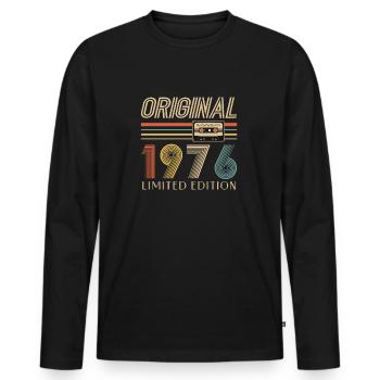 49th Birthday Original 1976 49 Years Old Gift - Men's Premium Organic Long Sleeve Shirt - black - Front - Nico (187cm)