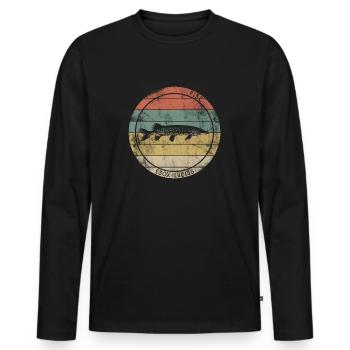 Pike Predatory Fish Retro Vintage - Men's Premium Organic Long Sleeve Shirt - black - Front - Nico (187cm)