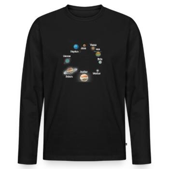 Sonnensystem - Männer Premium Bio Langarmshirt - Schwarz - Vorne - Nico (187cm)
