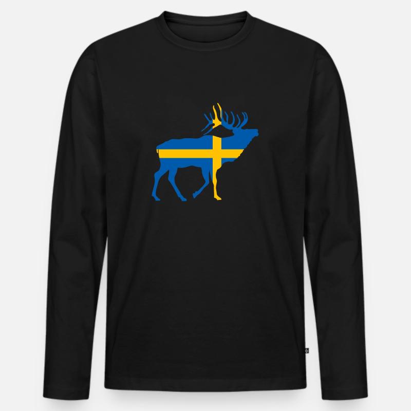 Elch Schweden - Männer Premium Bio Langarmshirt - Schwarz