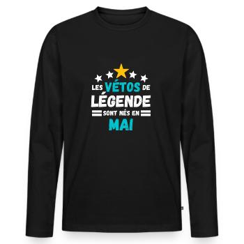 Les vétos de légende sont nés en mai - T-shirt manches longues Premium bio Homme - noir - Devant - Nico (187cm)
