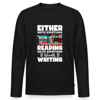 Writer Novel Literature Book author - Men's Premium Organic Long Sleeve Shirt - black - Front - Nico (187cm)