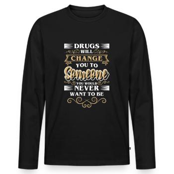 Withdrawal Fasting Cannabis Cigarette - Men's Premium Organic Long Sleeve Shirt - black - Front - Nico (187cm)