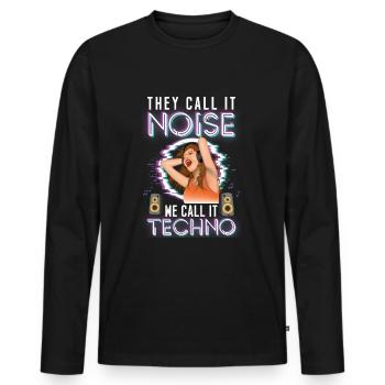Rave Rave Musik Party Energie - Männer Premium Bio Langarmshirt - Schwarz - Vorne - Nico (187cm)