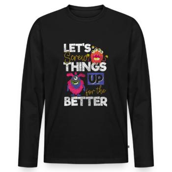 Les monstres effraient terriblement mignons - T-shirt manches longues Premium bio Homme - noir - Devant - Nico (187cm)