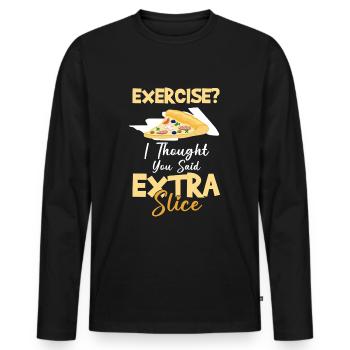 Pizza Italienisch Käse - Männer Premium Bio Langarmshirt - Schwarz - Vorne - Nico (187cm)