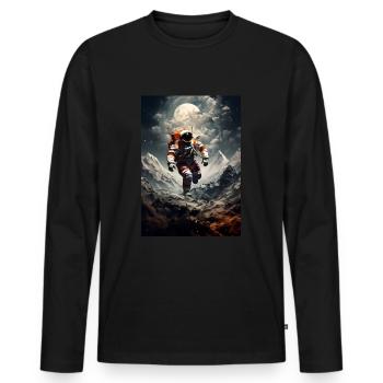 Astronaut im All - Männer Premium Bio Langarmshirt - Schwarz - Vorne - Nico (187cm)