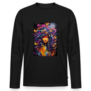 Fille graffiti - T-shirt manches longues Premium bio Homme - noir - Devant - Nico (187cm)