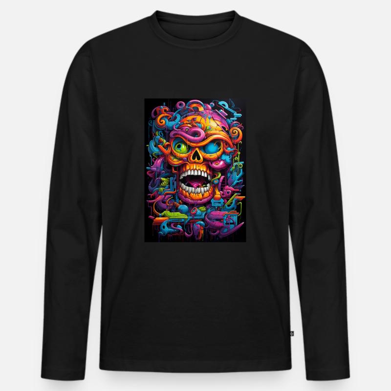 Graffiti Schädel - Männer Premium Bio Langarmshirt - Schwarz