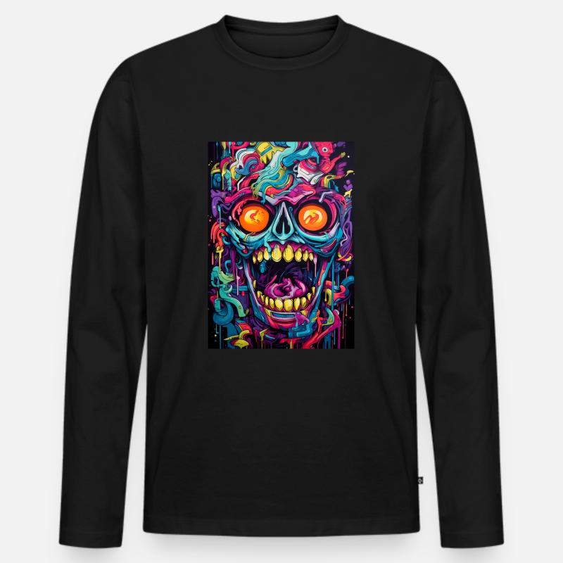 Graffiti Schädel - Männer Premium Bio Langarmshirt - Schwarz