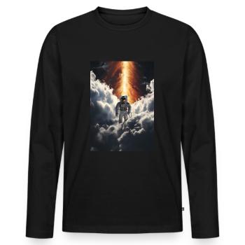 Astronaut im All - Männer Premium Bio Langarmshirt - Schwarz - Vorne - Nico (187cm)