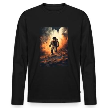Astronaut im All - Männer Premium Bio Langarmshirt - Schwarz - Vorne - Nico (187cm)