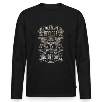 Polizistin Blaulicht Dieb - Männer Premium Bio Langarmshirt - Schwarz - Vorne - Nico (187cm)