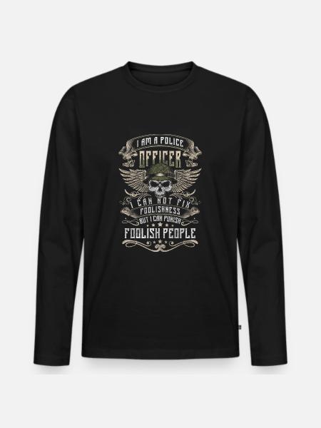 Policewoman Blue Light Thief - Men's Premium Organic Long Sleeve Shirt - black