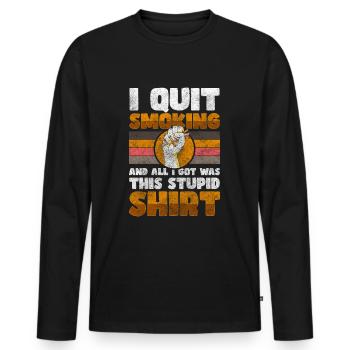 Sucht Disziplin Nicht Rauchen - Männer Premium Bio Langarmshirt - Schwarz - Vorne - Nico (187cm)