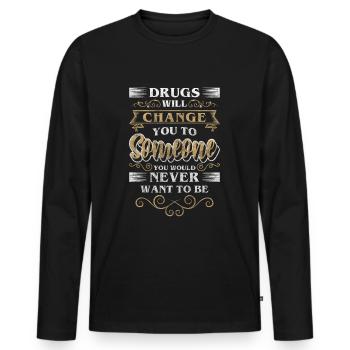 Withdrawal Dependent Clean Marijuana - Men's Premium Organic Long Sleeve Shirt - black - Front - Nico (187cm)