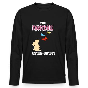 Faustball Oster Outfit Ostergeschenk Faustballerin - Männer Premium Bio Langarmshirt - Schwarz - Vorne - Nico (187cm)
