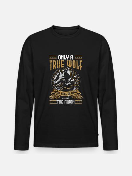 Wolves Pack Moon Nature - Men's Premium Organic Long Sleeve Shirt - black