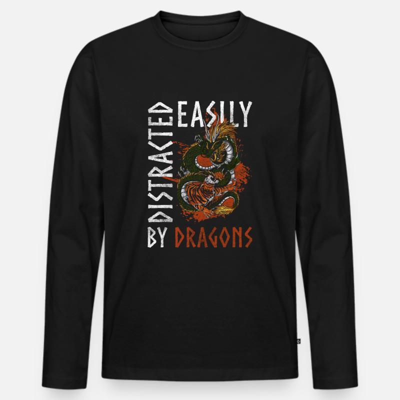 Drachen - Männer Premium Bio Langarmshirt - Schwarz