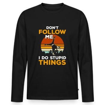 Freerunning Running Fitness - Men's Premium Organic Long Sleeve Shirt - black - Front - Nico (187cm)