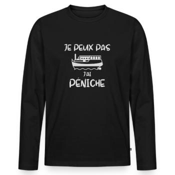 Je peux pas j'ai Péniche - T-shirt manches longues Premium bio Homme - noir - Devant - Nico (187cm)