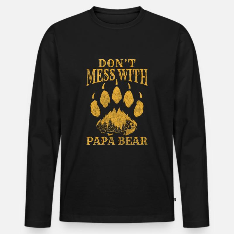 Bär Winterschlaf Tier - Männer Premium Bio Langarmshirt - Schwarz