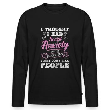 Introverti Solitaire réservé - T-shirt manches longues Premium bio Homme - noir - Devant - Nico (187cm)