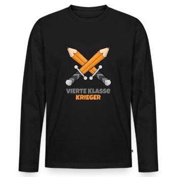 Vierte Klasse Grundschule Krieger Geschenk - Männer Premium Bio Langarmshirt - Schwarz - Vorne - Nico (187cm)