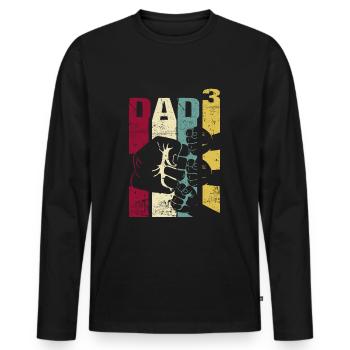 Papa Father of 3 Children Children Triplet Sons - Men's Premium Organic Long Sleeve Shirt - black - Front - Nico (187cm)