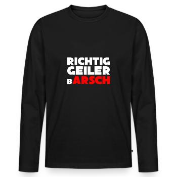 Richtig geiler Barsch Barsche angeln t shirt Angel - Männer Premium Bio Langarmshirt - Schwarz - Vorne - Nico (187cm)